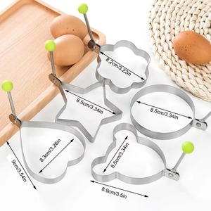 5Pcs Stainless Steel Egg Rings <b>Mold</b> with Handle, Round Non-Stick Omelette Pancake Shaper, Kitchen Cooking Tools - Product Image 2
