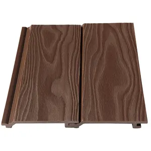 CW-02 Outdoor Decorative Material Anti-insect 3D Wood Grain Surface Wood Plastic Composite WPC Wall Cladding