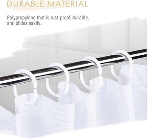 48 pièces C Forme En Plastique <span class=keywords><strong>Blanc</strong></span> Bain Douche <span class=keywords><strong>Rideau</strong></span> Boucle Clip Cintre Crochets Anneaux - Product Image 5