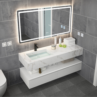 Meuble mural en promotion : Meuble-lavabo moderne de haute qualité avec robinet et miroir