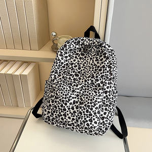 New Cross-border Unisex College Student Retro Leopard Print Nylon <b>Backpack</b> Air Cushion <b>Straps</b> Breathable Lightweight for High - Product Image 3