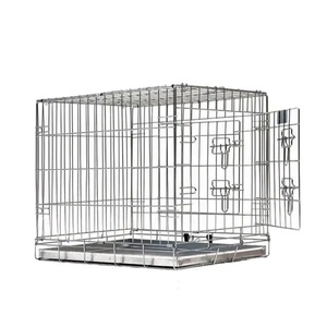 Yüksek kaliteli gümüş demir <span class=keywords><strong>Pet</strong></span> köpek sandık kulübesi çinko kaplı katlanabilir Metal köpek kafesi Metal tepsi ile - Product Image 4