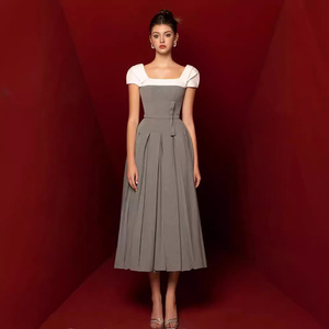 Abito <span class=keywords><strong>grigio</strong></span> <span class=keywords><strong>aderente</strong></span> <span class=keywords><strong>aderente</strong></span> classico lungo elegante - Product Image 2