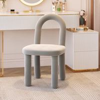 Tabouret de maquillage moderne de luxe léger de style nordique avec dossier, chaise ergonomique écologique pour salon, rouge