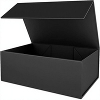 Boîtes d'emballage magnétiques personnalisées, emballage rigide de luxe en papier noir, fermeture magnétique, couvercle en carton, boîtes cadeaux pliables