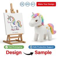 Mascotte de marque personnalisée en peluche licorne étoile à crinière arc-en-ciel pour fête féerique