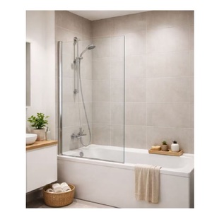 Mampara de Ducha Plegable sin Marco, Pantalla para <span class=keywords><strong>Bañera</strong></span> sin Manijas, en Vidrio Templado de 6mm/8mm, para Hotel, Villa - Product Image 1