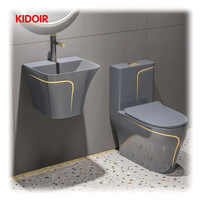 Kidoir Luxury Colored Glaze One Piece Salle de bain Céramique Wc Water Closet Porcelaine Or Gris Cuvette de toilette