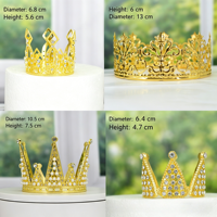 Décorations de fête de mariage en gros, couronnes, cadeau pour fille, décoration de gâteau, mini-couronnes, ensemble de couronnes en métal doré, accessoires pour gâteaux