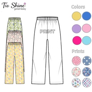 Nuevos estampados Mahjong, pantalones de pijama de seda de leche para mujer, precio al por mayor, cintura elástica con bolsillos laterales, pantalones para dormir. - Product Image 1
