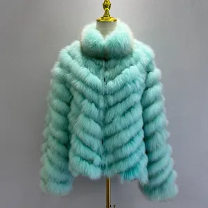 2023 Autumn Brazil Shop Supplier Double-Side Wear Fox Fur Coat Women Reversible Fur Jackets Coat Shiny Fabric Style Light Weight