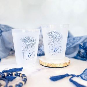 Vasos Personalizados para Recepción de Boda, Cena de Ensayo, Fiesta de Compromiso, Vasos con Monograma, Vasos Esmerilados - Product Image 1