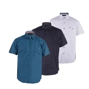 Oem service Cheap fashionable poplin collar short sleeve men's shirt for summer