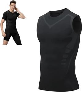 Summer Cool Men's Sleeveless <b>Compression</b> Shapewear Body Shaper Ice Silk <b>Vest</b> Sports Fitness Yoga Wear Breathable Tops - Product Image 3