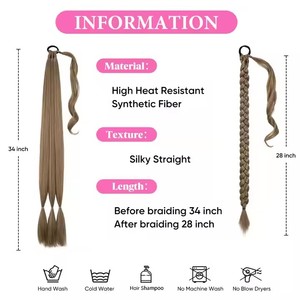 Venta al por mayor de nuevas pelucas europeas y americanas transfronterizas, trenzas falsas sintéticas para mujeres con cola de caballo, trenzado de cuerda de boxeo - Product Image 4