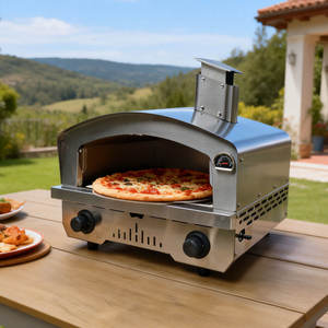 Four à pizza moderne au gaz, portable, en acier inoxydable, 16 pouces, avec pierre à pizza pour restaurant - Product Image 1