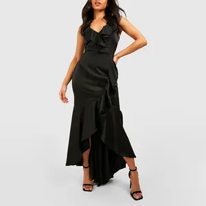New Arrival Product Summer Oem Fashion Women Mid-long Dress Petite Premium Ruffle detail Evening Dress
