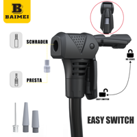 Pompe à main pour pneus de vélo BAIMEI, légère, durable, étanche, portable, en acier, haute pression 140 PSI, rapide, écologique, pour vélos