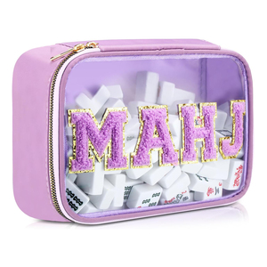 Sac de rangement vide pour tuiles de Mahjong, violet américain, en PVC transparent, étanche, avec fermeture éclair, taille 166, pour tuiles de Mahjong - Product Image 1