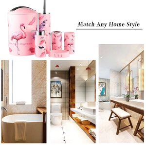Ensemble d'accessoires de salle de bain Flamingo Design moderne, 6 pièces, écologiques, durables, pour la maison et l'<span class=keywords><strong>hôtel</strong></span>, faciles à nettoyer - Product Image 2