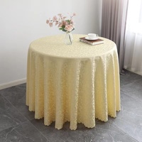 100% Polyester 108 inç beyaz otel restoran parti düğün ziyafet yuvarlak masa örtüsü jakarlı şam masa örtüsü