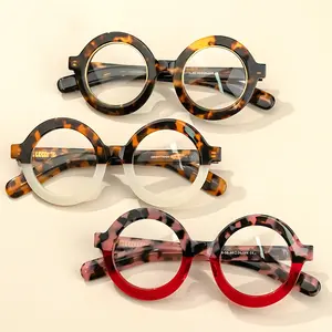 Retro Unisex Acetaat Ronde Optische Glazen Zwarte Schildpad Dikke Ontwerp Italië Optische Brillen Bril Frames Voor Mannen