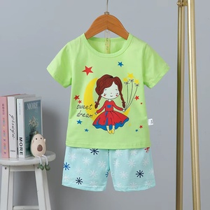 Ensemble de vêtements pour bébé en coton pur, prix bas, 2 pièces, chemise à manches courtes + pantalon - Product Image 6