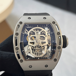 Montre automatique squelette style crâne RM5201, boîtier tonneau en carbone ou titane, verre saphir, bracelet en caoutchouc - Product Image 3