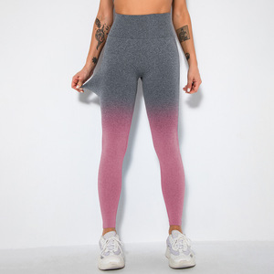 Pantalon de <span class=keywords><strong>yoga</strong></span> sans couture approuvé par les influenceurs pour femmes-Design de sourire dégradé, levage des fesses serré pour la course à pied et le <span class=keywords><strong>yoga</strong></span> - Product Image 6