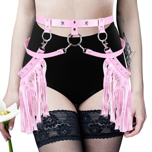 Arnés Corporal Sexy con Flecos <span class=keywords><strong>de</strong></span> Borlas para <span class=keywords><strong>Mujer</strong></span>, Cinturón <span class=keywords><strong>de</strong></span> Cuero Gótico, Atuendo para Festival Rave, Lencería Exótica Punk, Accesorio para Clubwear - Product Image 5