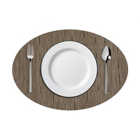 Tapis de table ovale en PVC Ychon, résistant à la chaleur, antidérapant, design bambou artificiel, pour la maison et l'hôtel