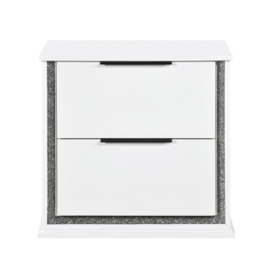 White Finish Nightstand With Two Drawers LED Light 8 Colors Bedroom Furniture Bedside Cabinet - Product Image 2