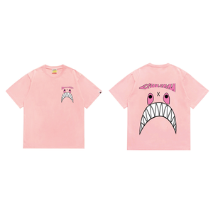 Été Unisexe pour <span class=keywords><strong>Bape</strong></span> pour Shark T-Shirt High Street Trendy Brand Wholesale Short Sleeve Solid Pattern Loose - Product Image 4