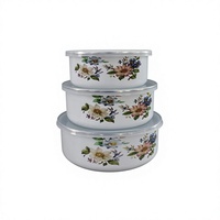 Ensemble de bols de conservation classiques en métal émaillé Luhong avec couvercle en gel de silice, compatibles lave-vaisselle et cuisinières à induction, casseroles à soupe
