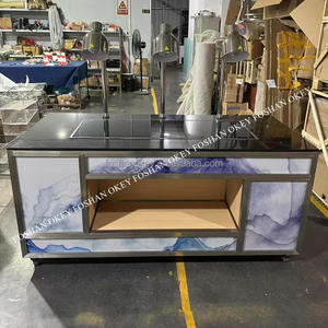 Comedor moderno, cafetería tipo buffet con calentadores de comida por inducción, iluminación Led, mesa de catering, estación de buffet de mármol rectangular moderna - Product Image 1