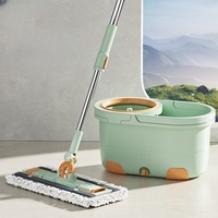 Serpillère rotative en gros avec seau séparé pour le nettoyage des sols à domicile, manche en métal, microfibre, serpillère rotative à 360 degrés et ensemble de seau