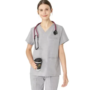 Uniformes de enfermería micro elásticos, ropa de trabajo médica, conjunto de Hospital, médicos, enfermeras, mujeres y hombres, traje sanitario clínico de carbón