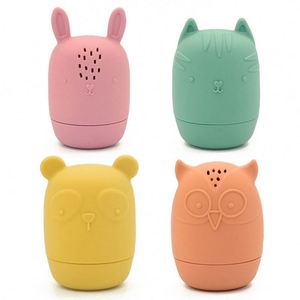 Ensemble de bain pour bébé en silicone écologique, 4 pièces, en forme d'animaux, jouet à eau pour garçons et filles, jouets de piscine et de salle de bain - Product Image 1