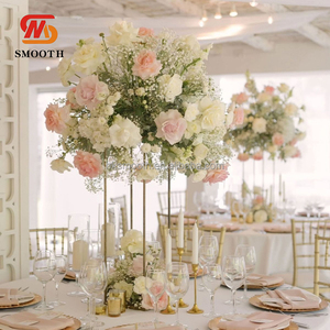 Columna Decorativa para Centro de Mesa de Boda, Soporte Geométrico Alto de Metal Dorado para Flores, para Eventos y Fiestas - Product Image 2