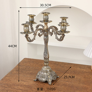Candelabro de bronce con diseño europeo grande para suelo de boda, candelabro cónico reutilizable, soporte para <span class=keywords><strong>5</strong></span> velas, candelabros de Metal - Product Image 5