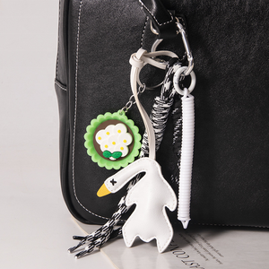Creative and Cute Eco-Friendly Durable Y2K Leather Duck Keychain Pendant Food Weaving <b>Rope</b> Bag 2026 Wholesale - Product Image 6