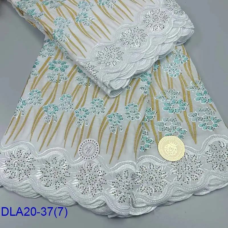 Neuestes Hochzeitskleid schweizer Schleier 100 % Baumwolle afrikanische Stickerei Spitzenstoff Damenkleidung Korea Baumwolle mit Stein