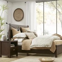 Lit de rangement personnalisable en bois massif sculpté à la main, style américain, chêne foncé, avec rembourrage doux, pour chambre à coucher