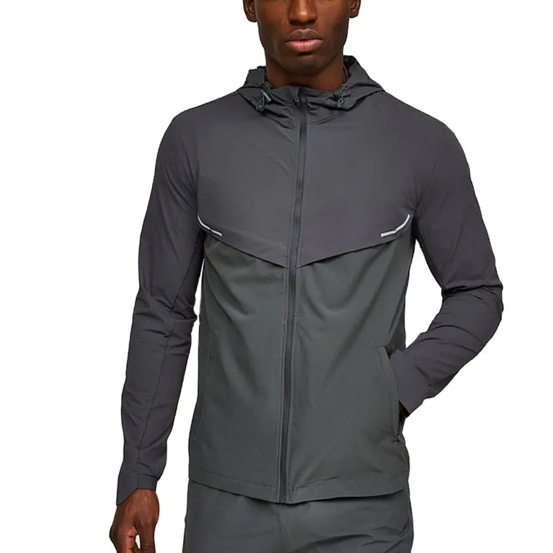 Chaqueta cortavientos impermeable al aire libre para correr, ropa de entrenamiento, tira de calor, chaqueta cortavientos personalizada para hombre