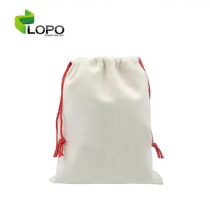 Top Quality Sublimation Blanks Linen Christmas Santa Sack with Red String for Sublimation