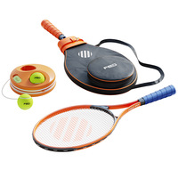 Ensemble de raquettes de tennis en alliage d'aluminium avec cordes intégrées et fonction de rebond pour l'entraînement individuel des débutants, des enfants et des élèves du primaire