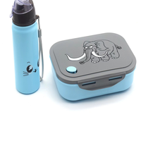 Boîtes à lunch en plastique de qualité alimentaire pour enfants avec bouteille de 400 ml, ensemble bento anti-fuite et compatible micro-ondes pour étudiants
