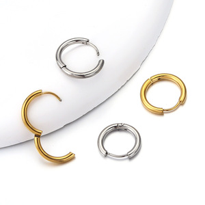 Pendientes de Aro de Acero Dorado Unisex, Joyería de Moda de Acero de Titanio, Origen Yiwu - Product Image 1
