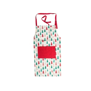 Grembiule Forest in poliestere tinto in filo con motivo albero di Natale, tasca rossa, per uso in cucina per adulti - Product Image 1