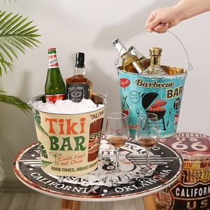 Sáng Tạo Kim Loại Cầm Tay Xô Đá Với Nắp Cho Nhà Thanh Ngoài Trời BBQ Rượu Vang Đỏ Rượu Sâm Banh Lưu Trữ Trong Nhà Các Sự Kiện - Product Image 2